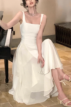 A Line Square Neck Formal Prom Dresses, Ankle Length Birthday Outfits