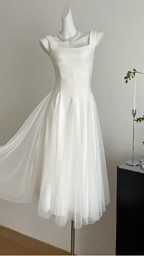 A Line Square Neck Formal Prom Dresses Elegant Prom Gown