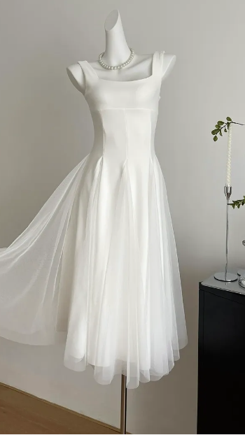 A Line Square Neck Formal Prom Dresses Elegant Prom Gown