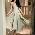 A Line Square Neck Formal Prom Dresses Elegant Prom Gown