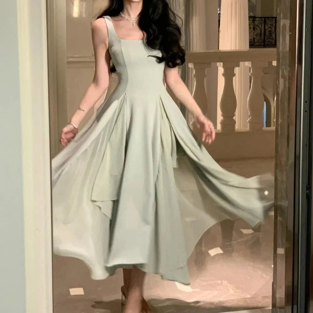 A Line Square Neck Formal Prom Dresses Elegant Prom Gown