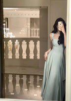 A Line Square Neck Formal Prom Dresses Elegant Prom Gown