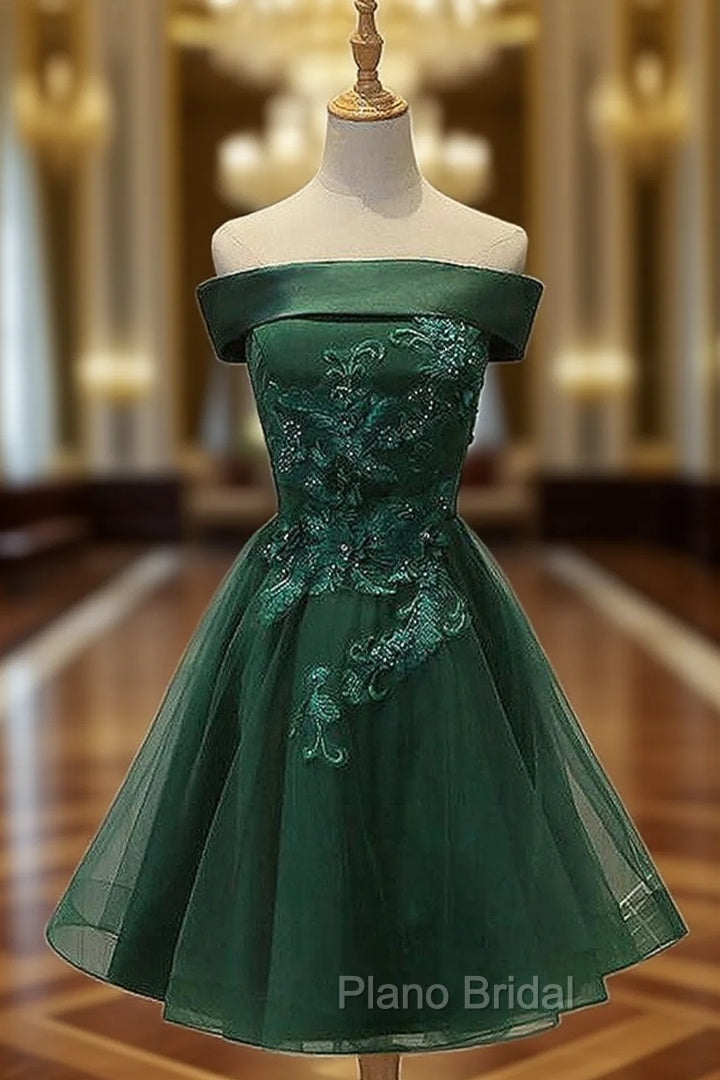 A-line Square Neckline Sleeveless Tulle Satin Short/Mini Homecoming Dresses With Appliqued Beading Main image