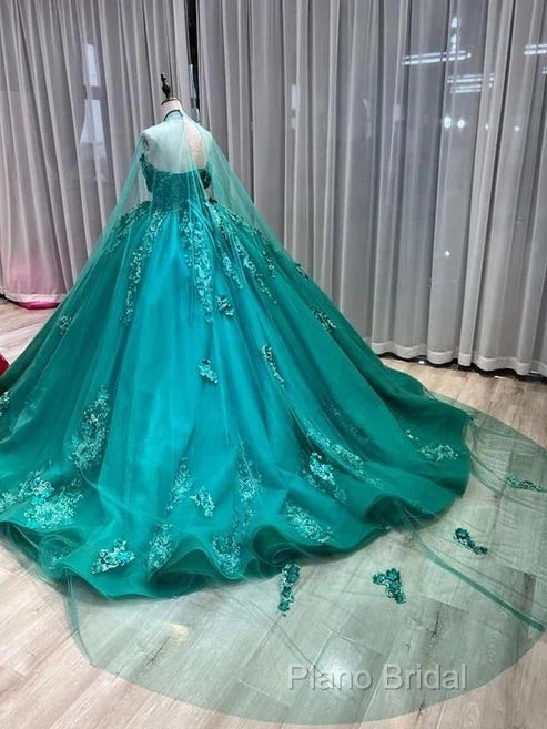 A-Line Strapless Applique Wedding Dresses With Cloak Secondary image