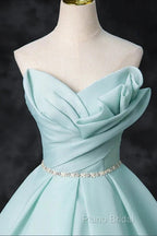 A-Line Strapless Formal Tulle Floor Length Formal Dresses Off Shoulder Formal Prom Dresses