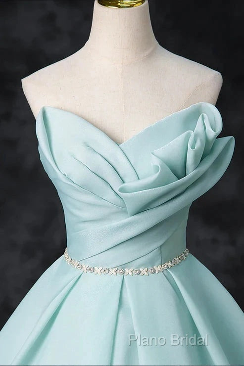 A-Line Strapless Formal Tulle Floor Length Formal Dresses Off Shoulder Formal Prom Dresses