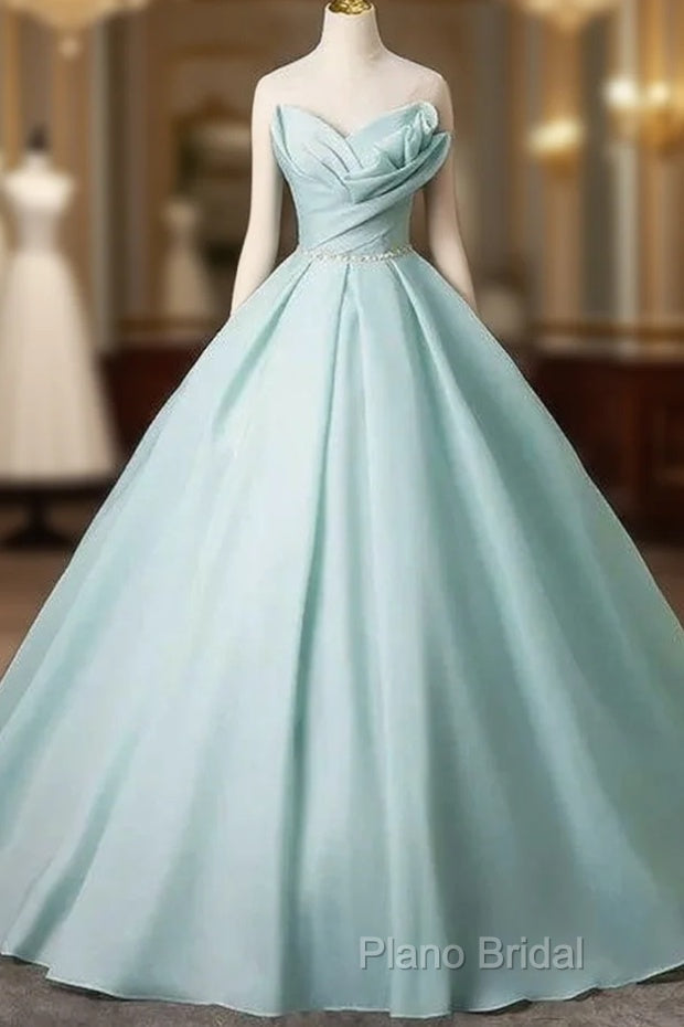 A-Line Strapless Formal Tulle Floor Length Formal Dresses Off Shoulder Formal Prom Dresses