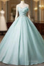 A-Line Strapless Formal Tulle Floor Length Formal Dresses Off Shoulder Formal Prom Dresses