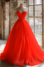 A Line Strapless Unique Long Wedding Dresses Formal Evening Party Dresses