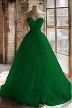 A Line Strapless Unique Long Wedding Dresses Formal Evening Party Dresses