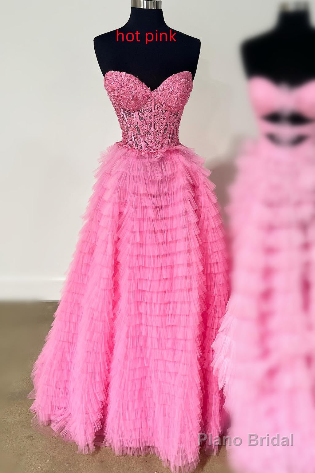 A-line Strapless Multi-Layers Tulle Prom Dress with Slit