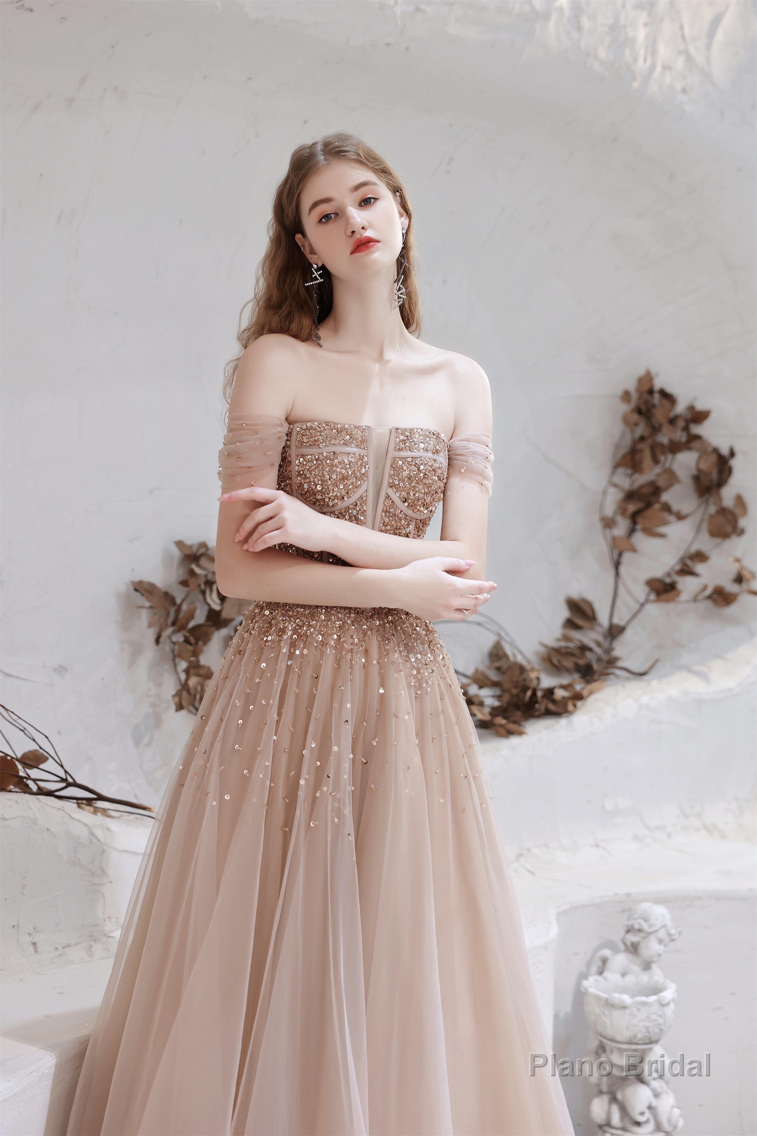 A-Line Strapless Starlight Princess Prom Dresses