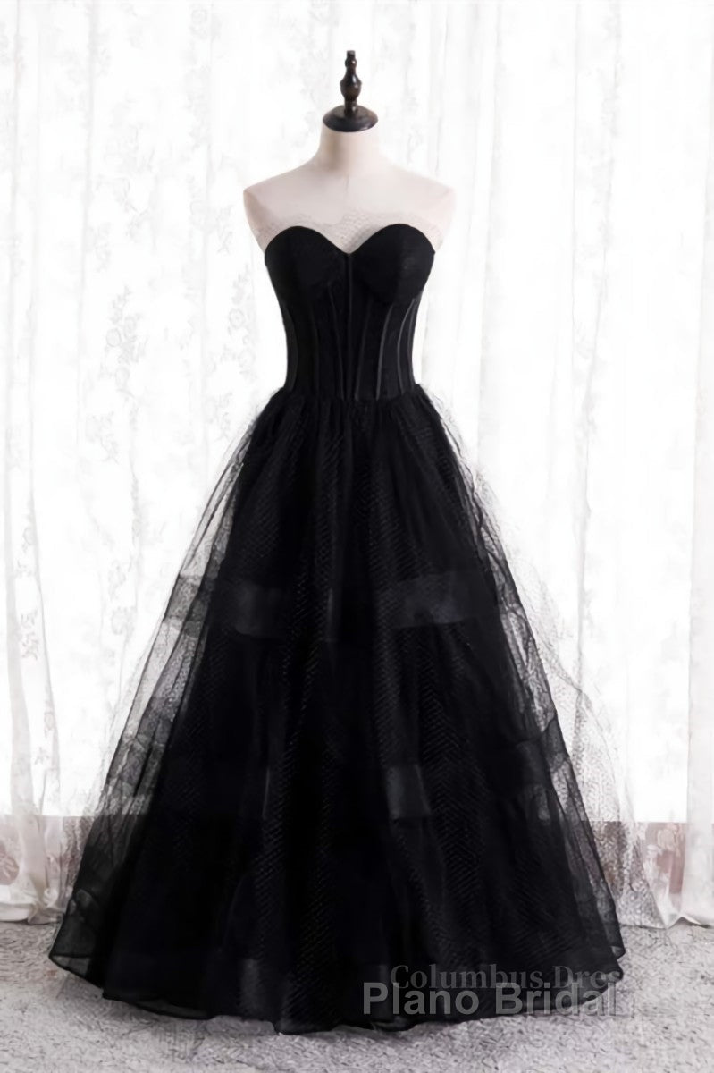 A-line Strapless Tulle Long Formal Dress with Multi Flares Boning