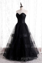 A-line Strapless Tulle Long Formal Dress with Multi Flares Boning