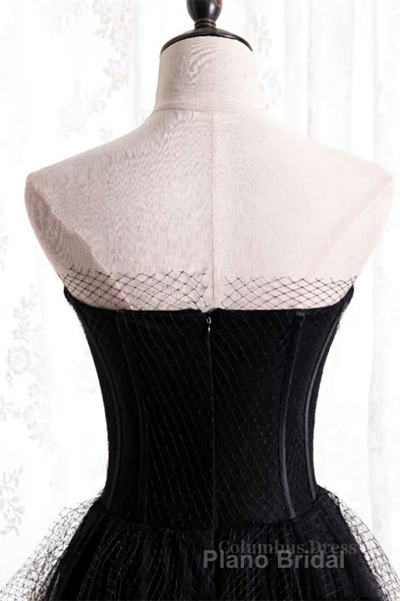 A-line Strapless Tulle Long Formal Dress with Multi Flares Boning