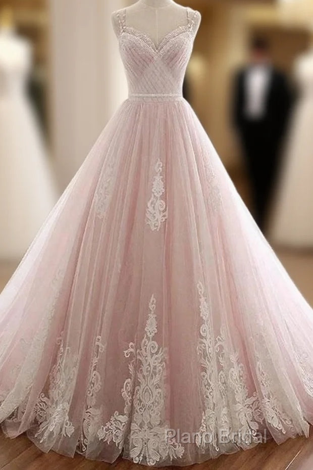 A Line Straps Tulle Lace Appliques Formal Prom Dresses Off Shoulder Floor Length Beautiful Main image