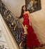 A-Line Stunning Red Long Formal Prom Dresses Formal Evening Gowns