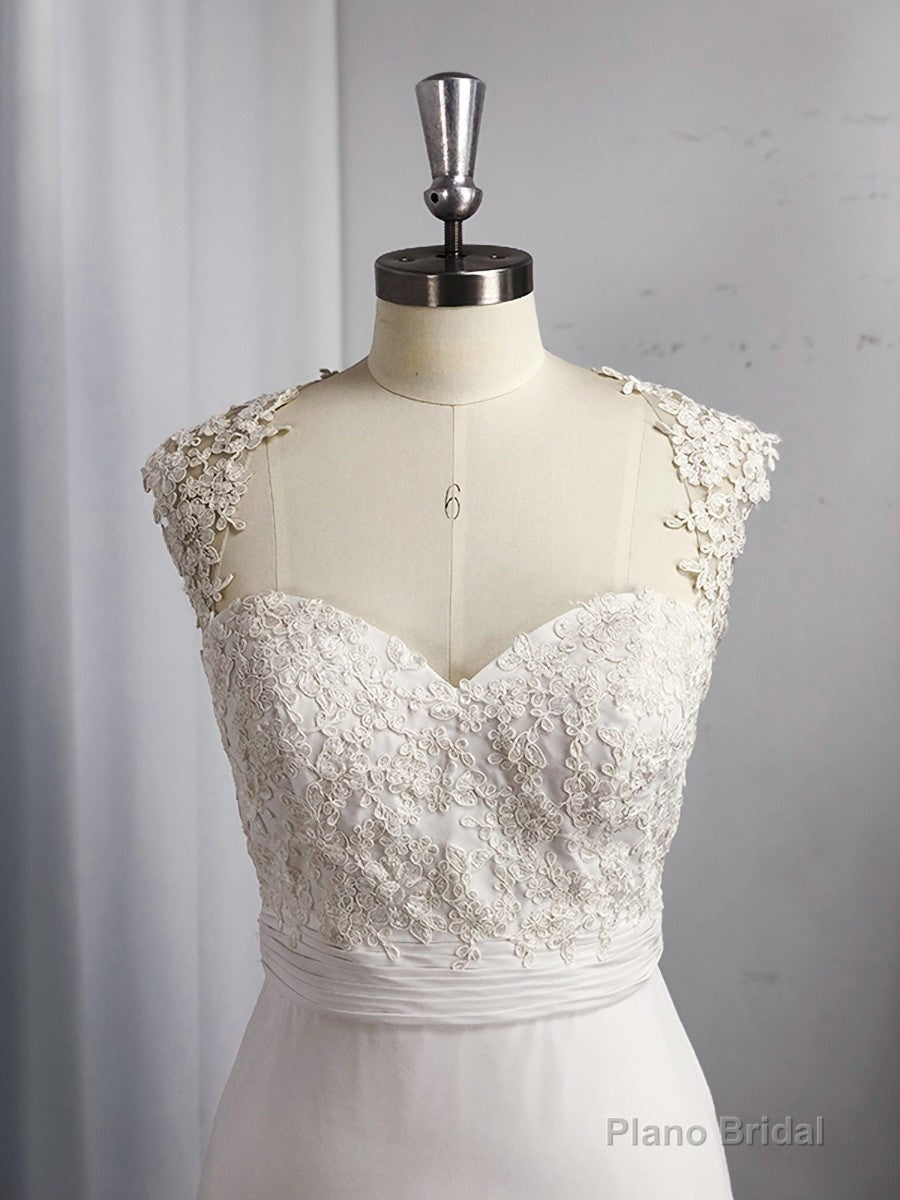 A-line Sweetheart Appliques Lace Floor-Length Chiffon Dress