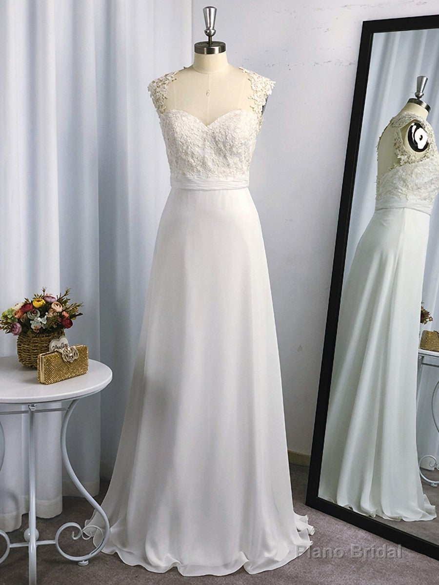 A-line Sweetheart Appliques Lace Floor-Length Chiffon Dress Main image