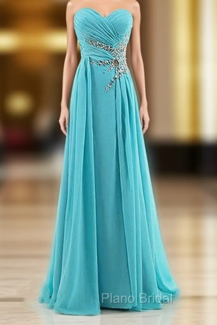 A-Line Sweetheart Chiffon Pleats Beading Bridesmaid Dresses Main image
