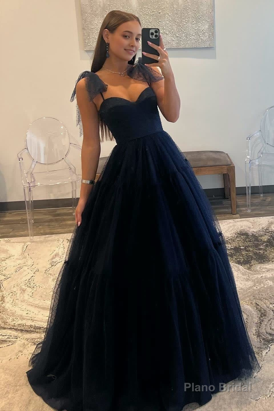 A-line Sweetheart Dot Tulle Prom Dress Secondary image