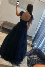 A-line Sweetheart Dot Tulle Prom Dress