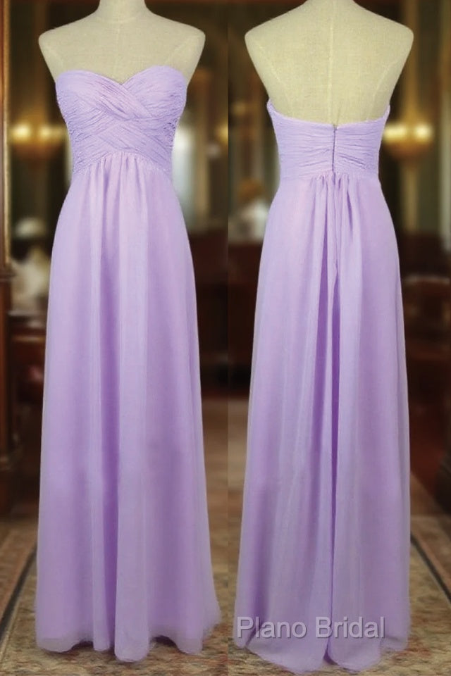 A Line Sweetheart Neck Backless Lilac Long Formal Prom Dresses, Lilac Long Bridesmaid Dresses