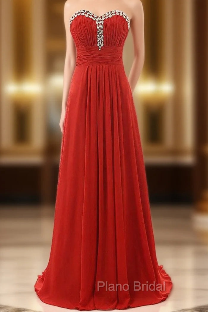 A-Line Sweetheart Neck Chiffon Floor Length Bridesmaid Dresses