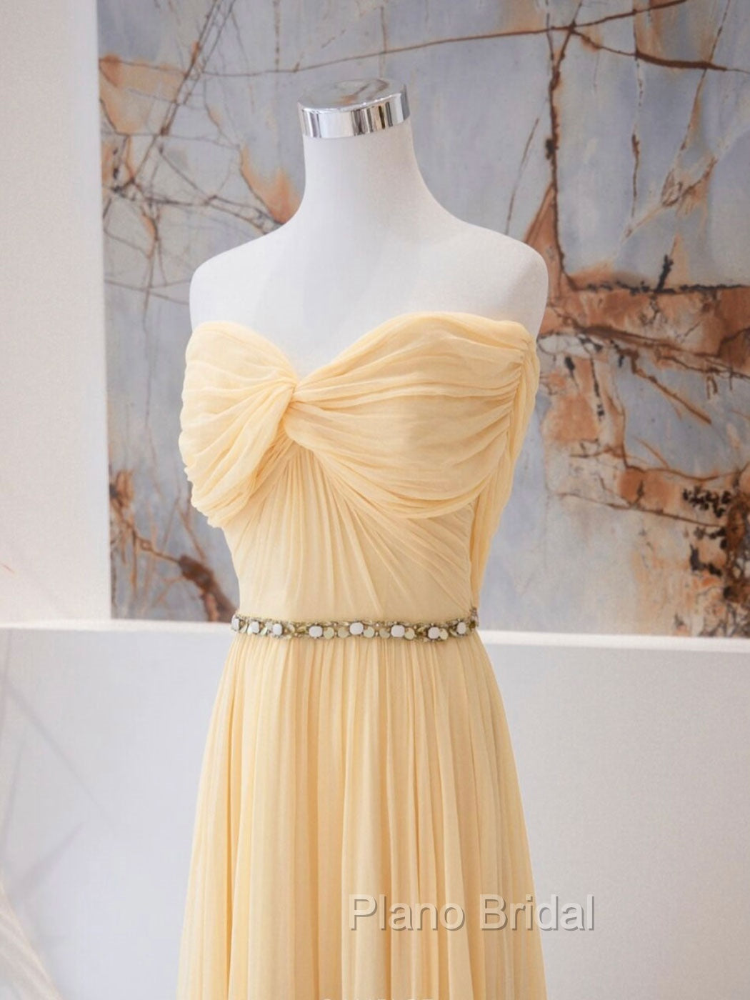 A-Line Sweetheart Neck Chiffon Long Formal Prom Dresses, Chiffon Formal Evening Dresses Secondary image