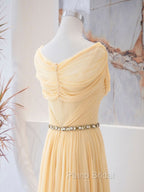 A-Line Sweetheart Neck Chiffon Long Formal Prom Dresses, Chiffon Formal Evening Dresses