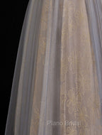 A Line Sweetheart Neck Gray Blue Long Formal Prom Dresses, Gray Court Train Blue Formal Gowns