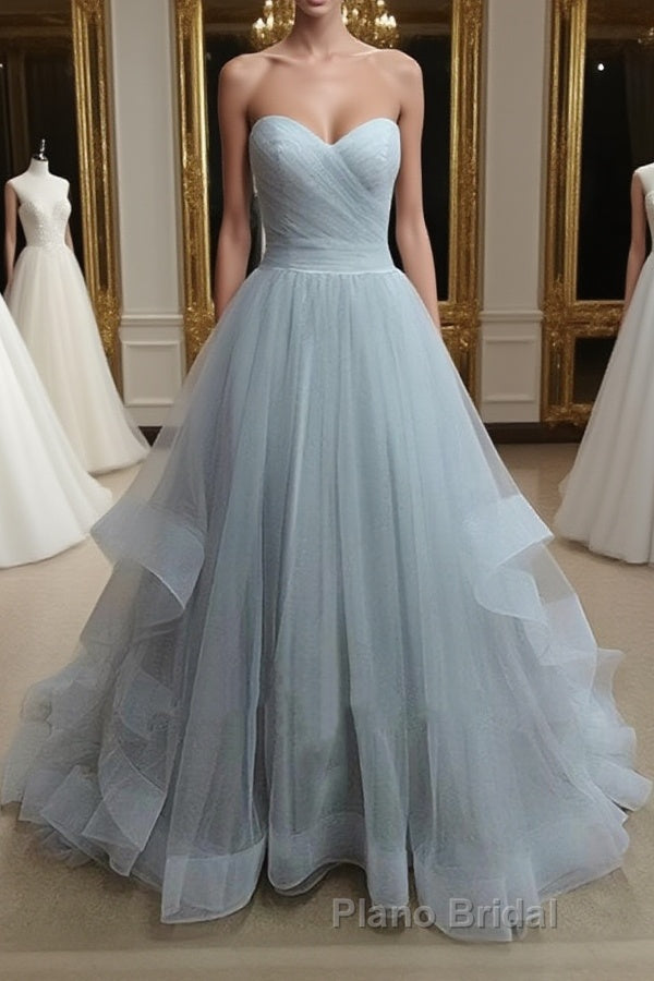 A-Line Sweetheart Neck Grey Formal Prom Dresses, Formal Dresses, Grey Wedding Dresses Main image