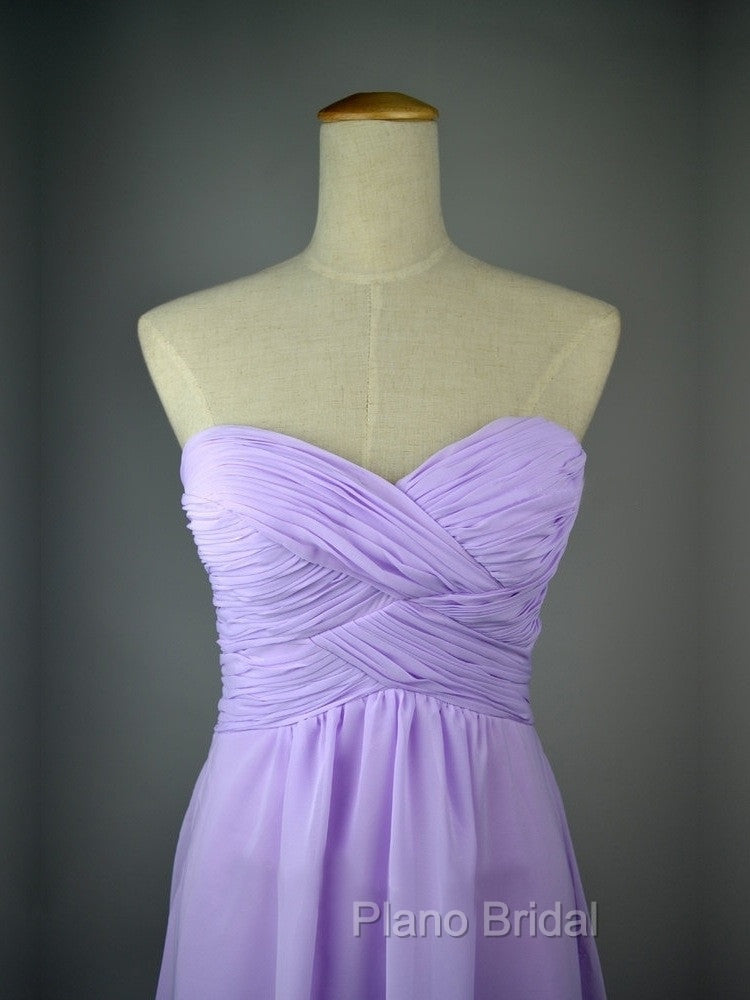 A Line Sweetheart Neck Backless Lilac Long Formal Prom Dresses, Lilac Long Bridesmaid Dresses Secondary image