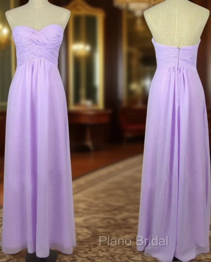 A Line Sweetheart Neck Backless Lilac Long Formal Prom Dresses, Lilac Long Bridesmaid Dresses Main image