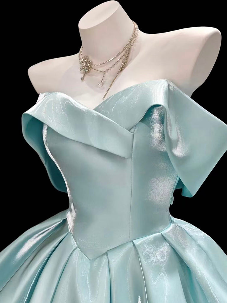A-Line Sweetheart Neck Off Shoulder Blue Short Formal Prom Dresses Secondary image