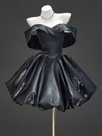 A-Line Sweetheart Neck Off Shoulder Blue Short Formal Prom Dresses