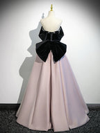 A-Line  Sweetheart Neck Off Shoulder Floor Length Pink Formal Prom Dresses With Beads