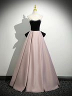 A-Line  Sweetheart Neck Off Shoulder Floor Length Pink Formal Prom Dresses With Beads