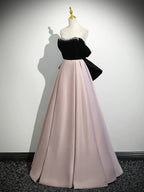A-Line  Sweetheart Neck Off Shoulder Floor Length Pink Formal Prom Dresses With Beads