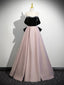 A-Line  Sweetheart Neck Off Shoulder Floor Length Pink Formal Prom Dresses With Beads