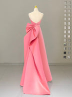 A-Line Sweetheart Neck Satin Pink Long Formal Prom Dresses, Pink Long Formal Dresses