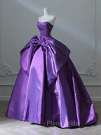 A-Line Sweetheart Neck Satin Purple Long Formal Prom Dresses Formal Dresses Evening Dresses