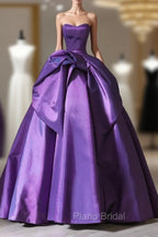 A-Line Sweetheart Neck Satin Purple Long Formal Prom Dresses Formal Dresses Evening Dresses