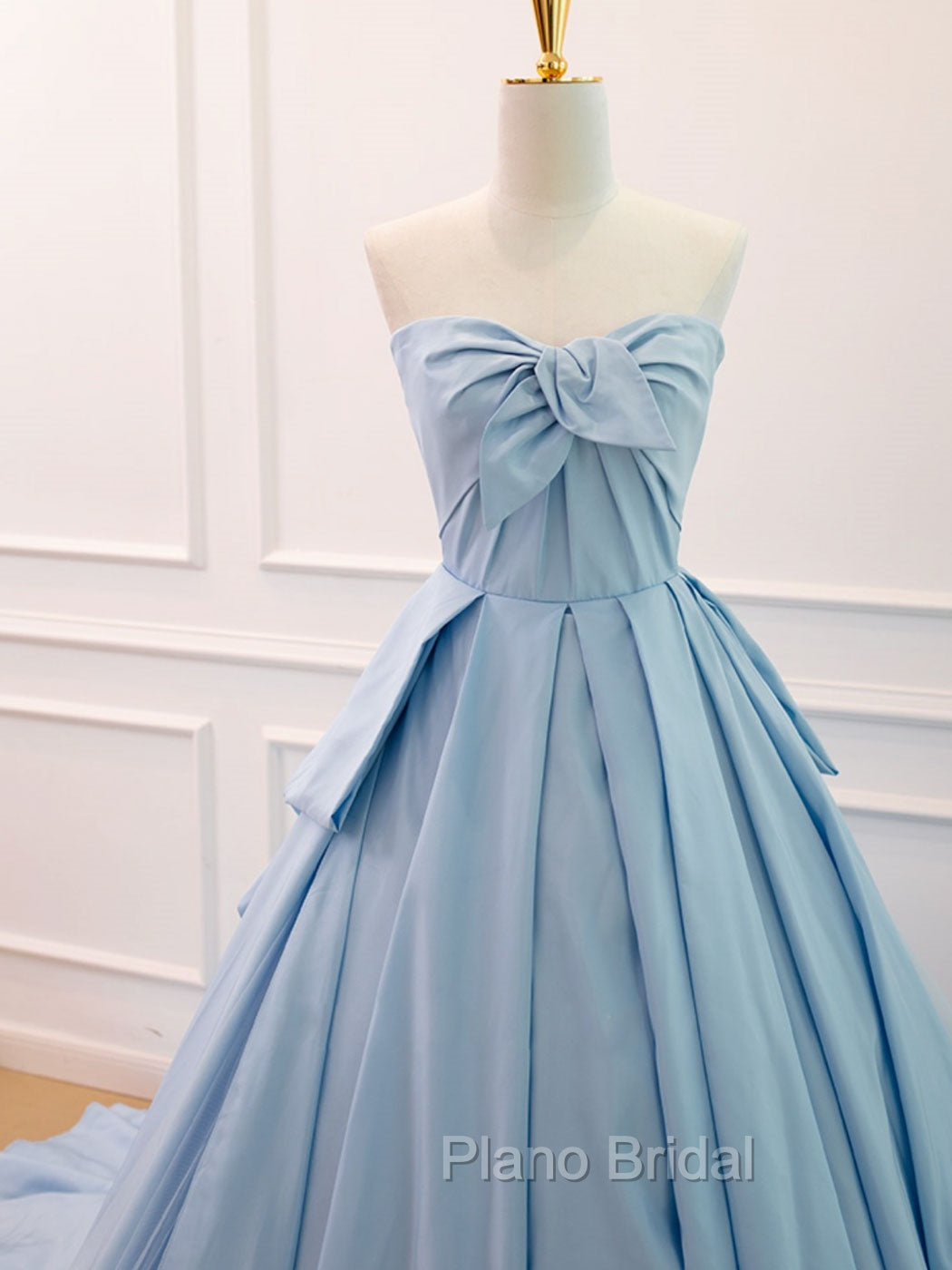 A-Line Sweetheart Neck Satin Tulle Blue Long Formal Prom Dresses, Blue Evening Dresses