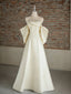 A-Line Sweetheart Neck Sweep Train Satin Ivory Long Formal Prom Dresses