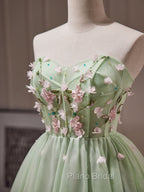 A- Line Sweetheart Neck Tulle Green Short Formal Prom Dresses, Green Homecoming Dresses