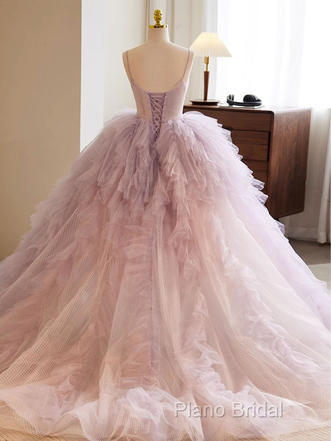 A-Line Sweetheart Neck Tulle Pink Long Formal Prom Dresses, Pink Formal Dresses