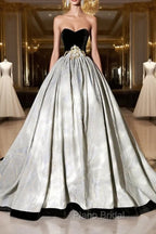 A-Line Sweetheart Neckline Long Formal Gown, Beautiful Strapless Evening Party Dresses