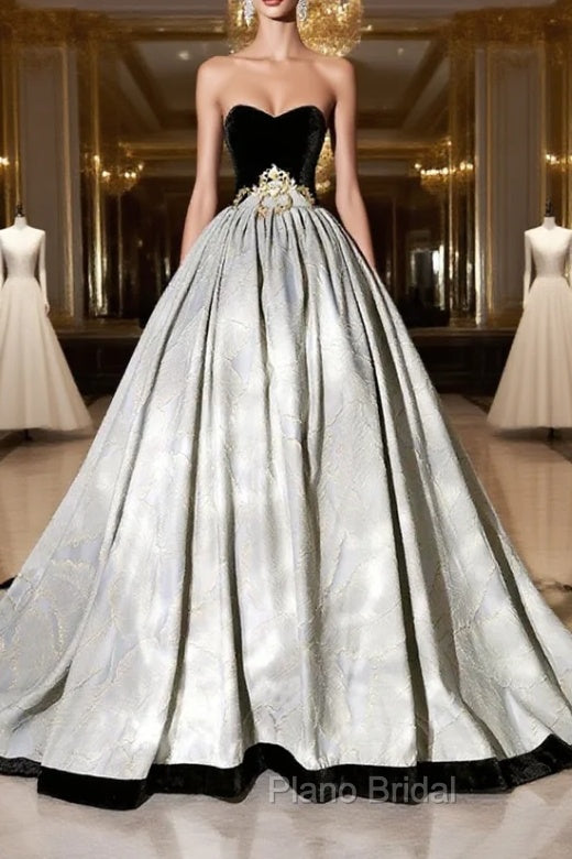 A-Line Sweetheart Neckline Long Formal Gown, Beautiful Strapless Evening Party Dresses