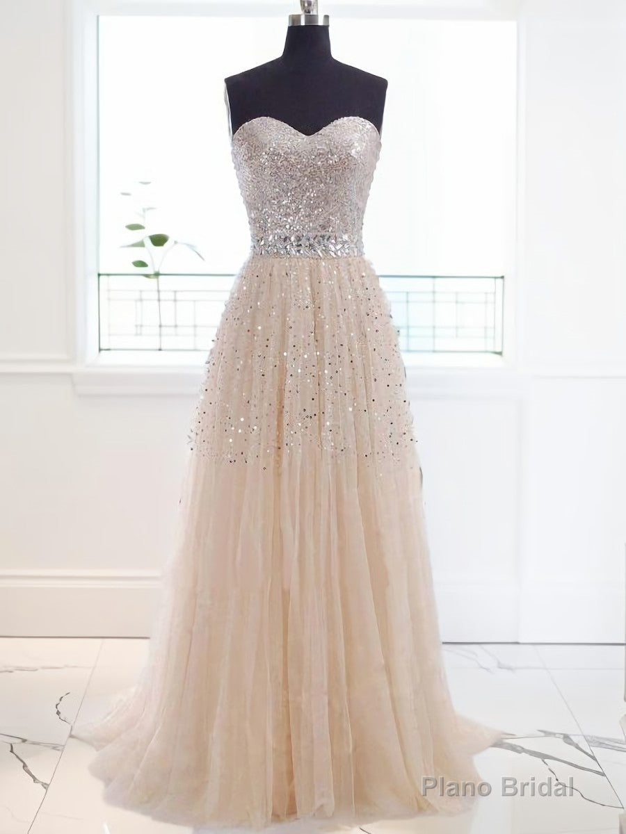 A-line Sweetheart Sweep Train Tulle Dress